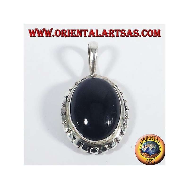 Silver Pendant with onyx oval