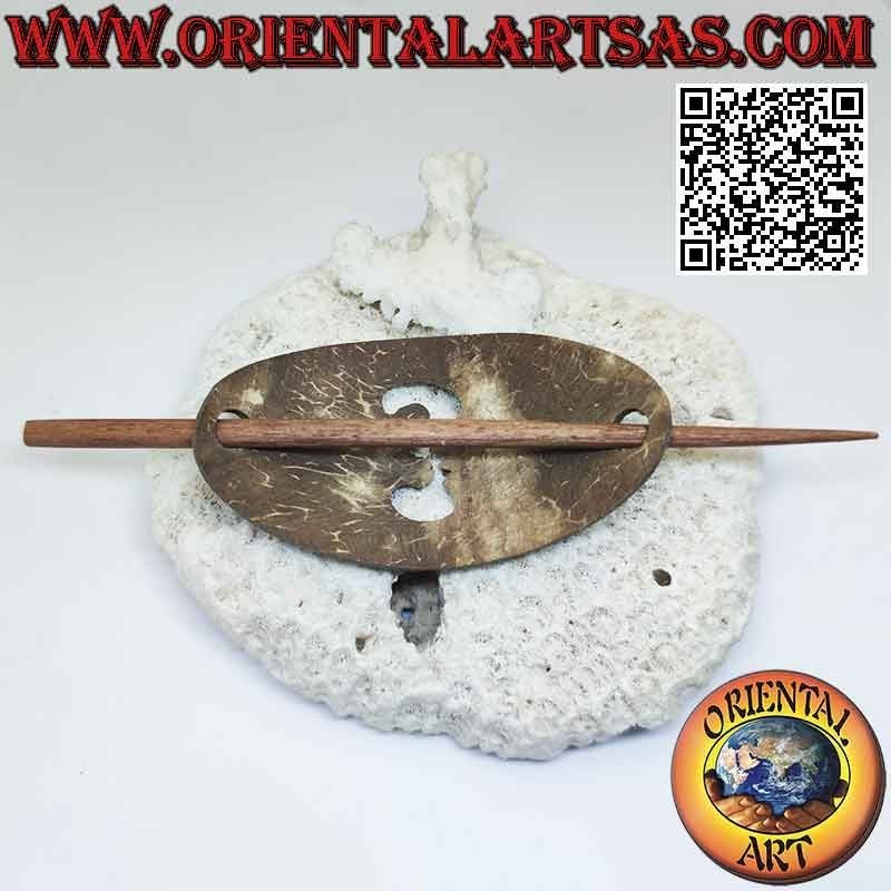 Hair clip with carved coconut pin, various models (2)