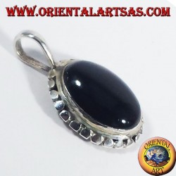 Silber Anhänger mit Onyx oval