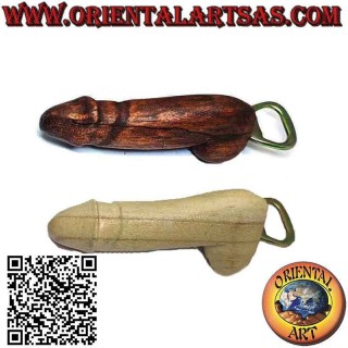 Bottle opener in the shape of "penis - foul" for beer, made of 16 cm suar wood
