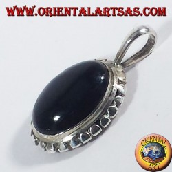Silver Pendant with onyx oval