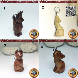 Porte-clés en métal avec chat en bois fait à la main
