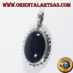 Silber Anhänger mit Onyx oval