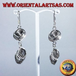 boucle d'oreille en argent, deux anneaux noeud