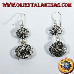 pendiente de plata, dos anillos de nodo