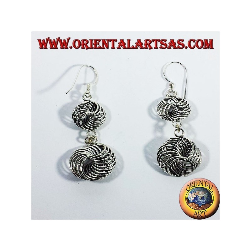 boucle d'oreille en argent, deux anneaux noeud