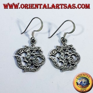 orecchini d'argento intarsiato, Om (ॐ) sillaba sacra 