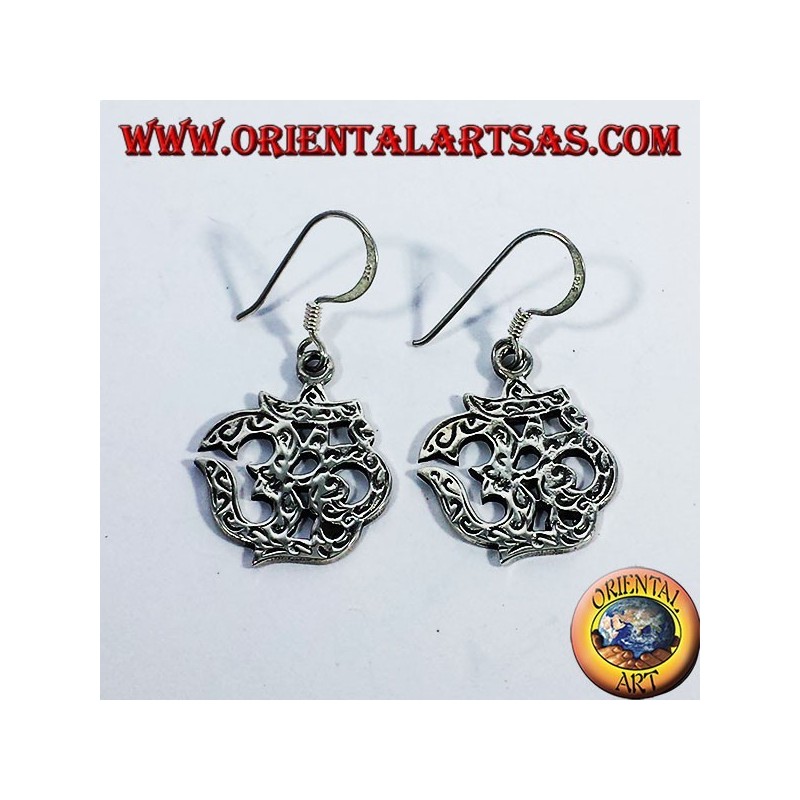 Intarsien silberne Ohrringe, Om (ॐ) Ursilbe