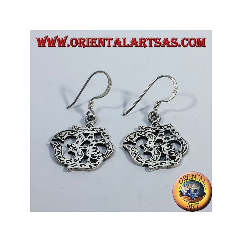 incrustaciones pendientes de plata, Om (ॐ) sílaba sagrada