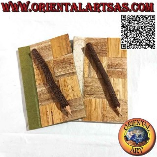 Rechteckiges Notizbuch mit Einband aus Rinde und Naturfasern, aus Reispapier (20 x 13)