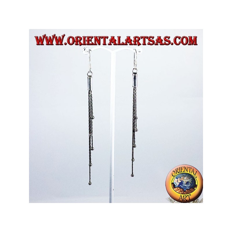 Silver earrings in five chains