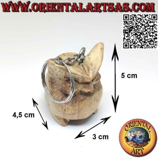 Llavero de metal con búho de madera hecho a mano