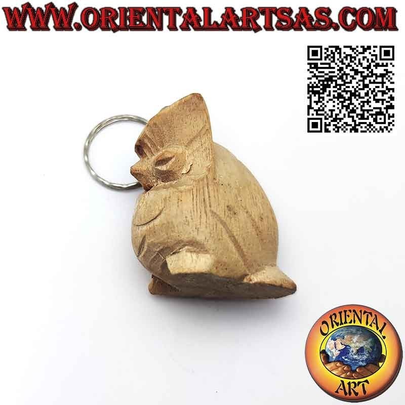 Metal keychain with handmade wooden owl