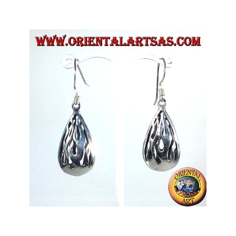 Silver earrings Flame Fire