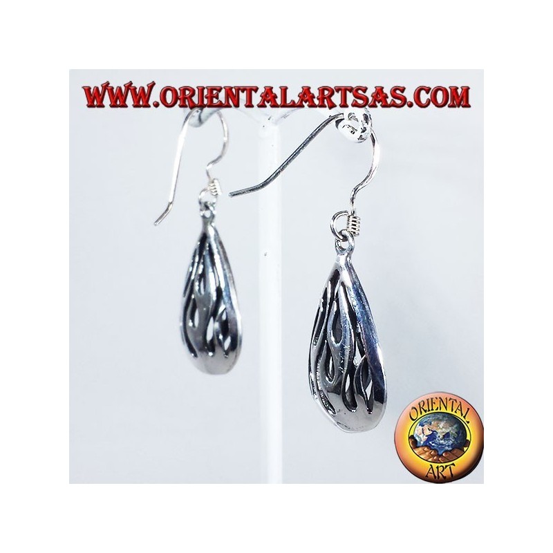 Silver earrings Flame Fire