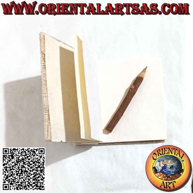 Libreta cuadrada horizontal con tapa de cáñamo y hoja aplicada, en papel de arroz
