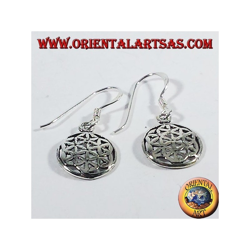 Pendientes de plata de la flor de la vida, pequeña