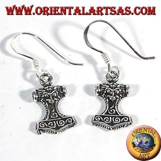 Pendientes de plata Mjolnir, el martillo de Thor