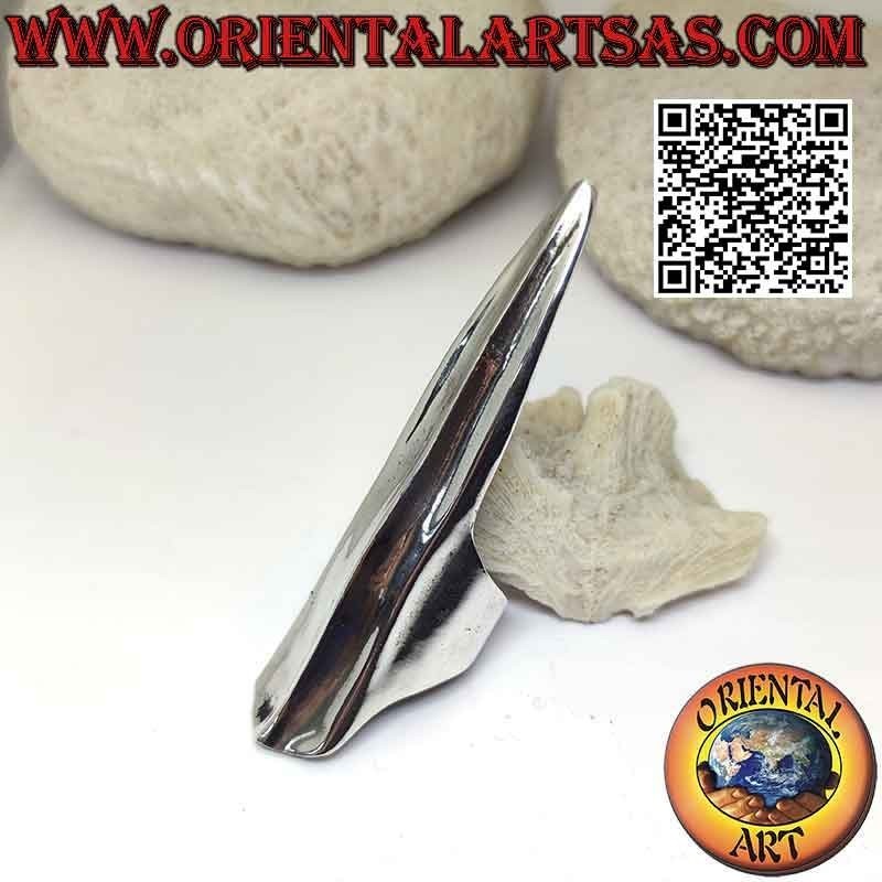 Glatter Silberring mit Fingerschutzpanzer mit zentralem Relief