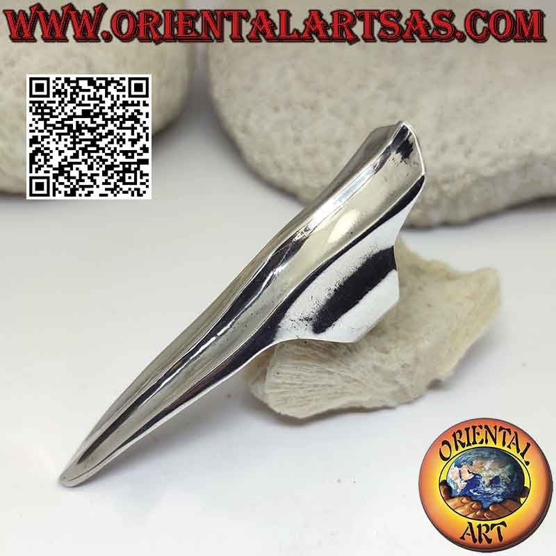 Glatter Silberring mit Fingerschutzpanzer mit zentralem Relief