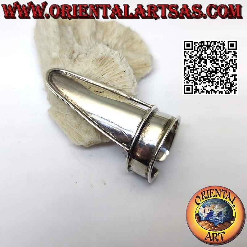 Bague en argent en armure lisse couvre-phalange (réglable)