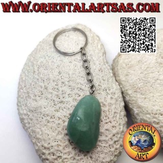 Llavero de Metal con Aventurina Natural Pulida