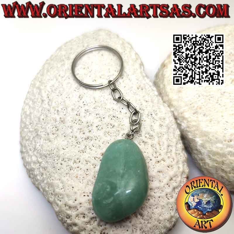 Llavero de Metal con Aventurina Natural Pulida
