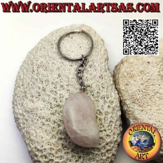 Porte-clés Quartz Rose Naturel Roulé en Métal