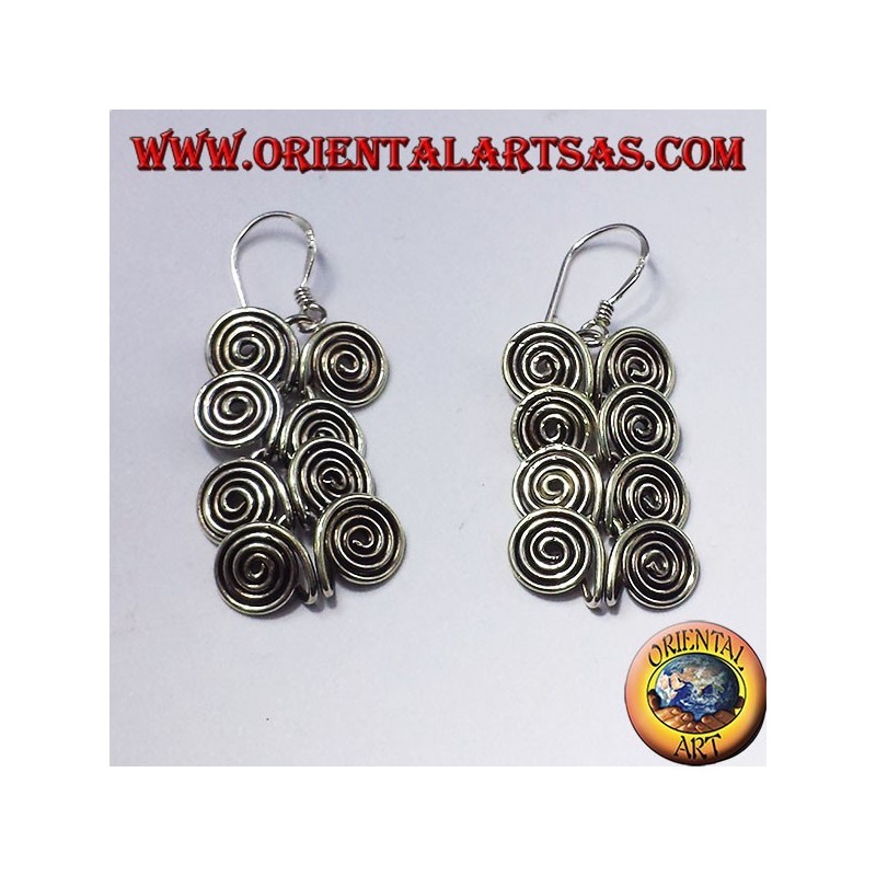 boucle d'oreille en argent, huit spirales