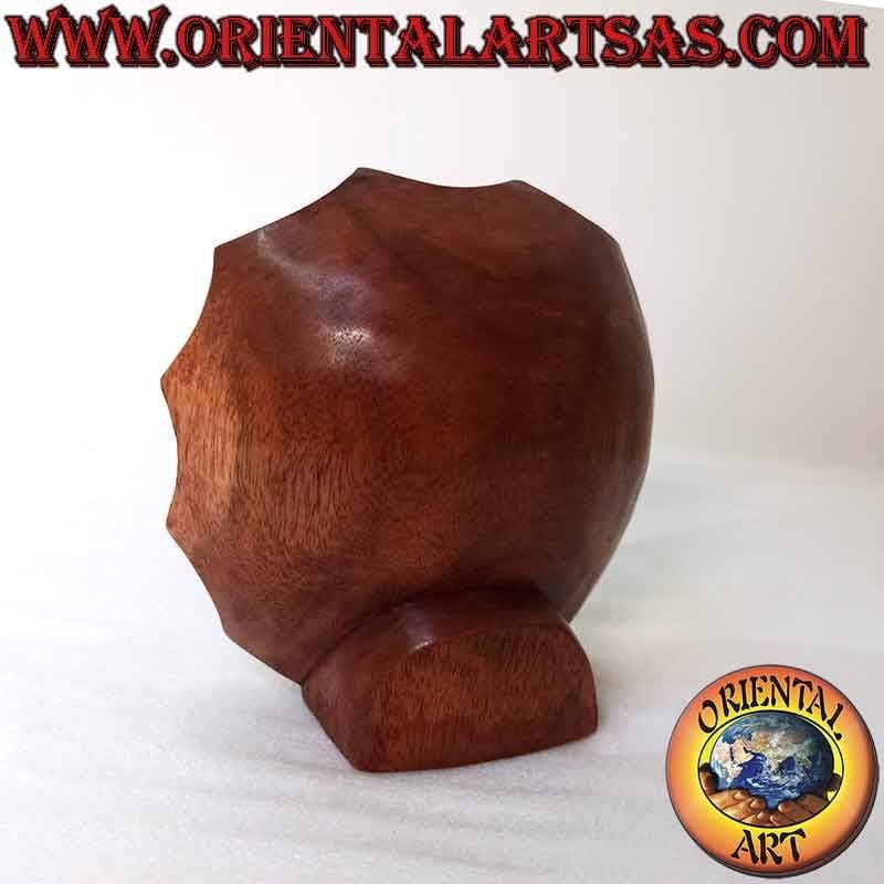 Escultura de la cara del buda de la abundancia tallada en madera de suar