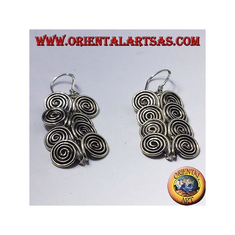 boucle d'oreille en argent, huit spirales