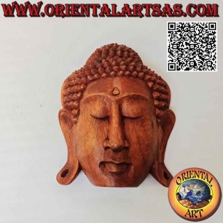 Wand- oder Arbeitsplatten-Buddhakopf-Skulpturmaske aus Suar-Holz, 20 x 16 cm (Einzelblock)