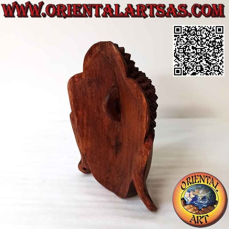 Wand- oder Arbeitsplatten-Buddhakopf-Skulpturmaske aus Suar-Holz, 20 x 16 cm (Einzelblock)