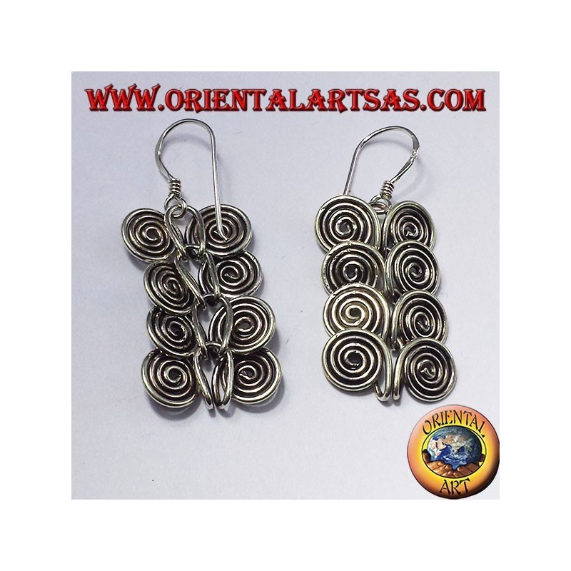 pendiente de plata, ocho espirales