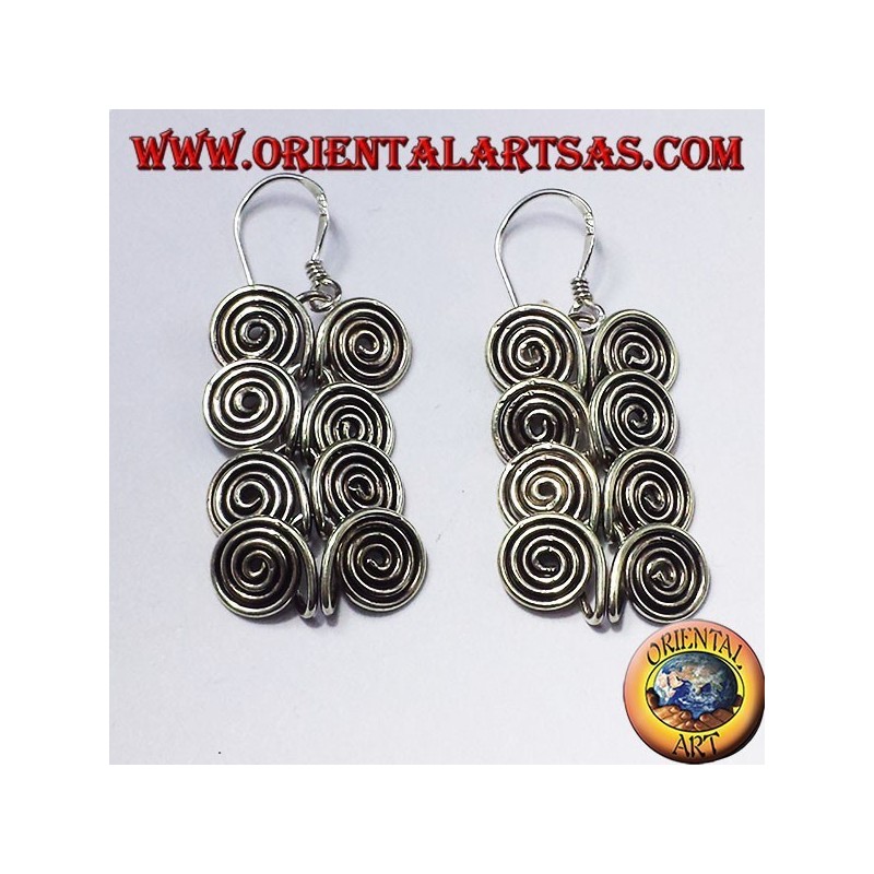boucle d'oreille en argent, huit spirales