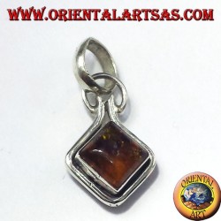 Silver Pendant with Amber mounted to rumble