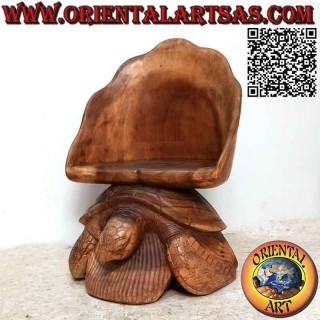 Sillón para salón con escultura "roca sobre tortuga", en madera de suar tallada a mano