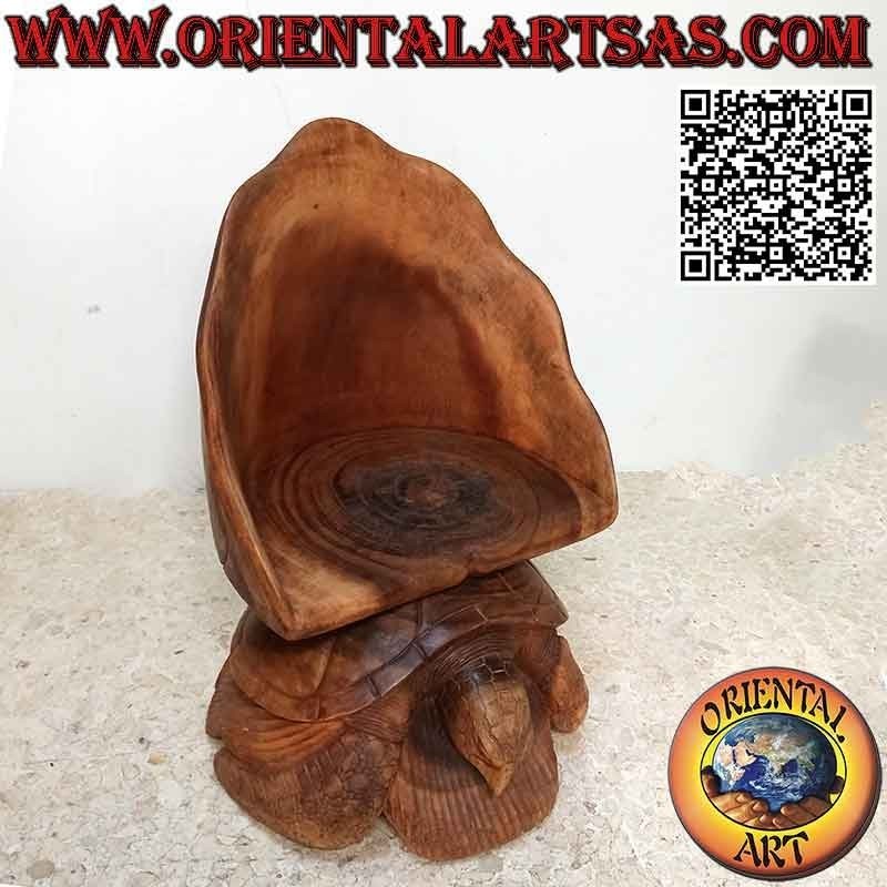 Sessel für Wohnzimmer mit Skulptur "Rock on Turtle", aus handgeschnitztem Suar-Holz