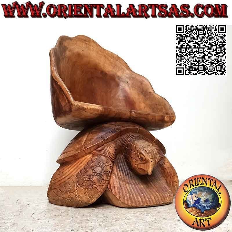 Sessel für Wohnzimmer mit Skulptur "Rock on Turtle", aus handgeschnitztem Suar-Holz