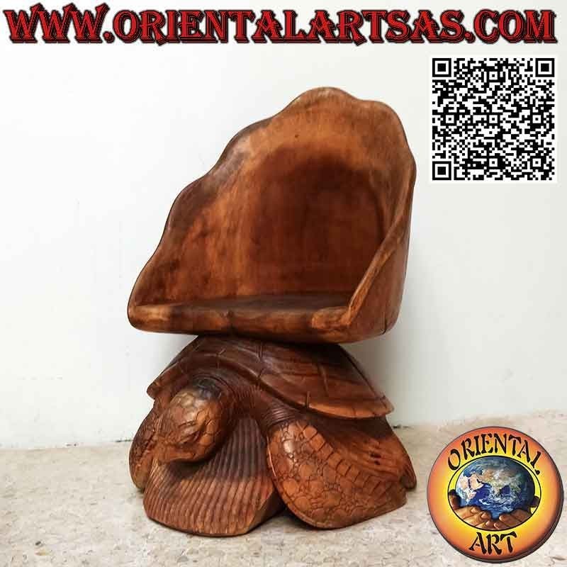 Fauteuil de salon avec sculpture "rocher sur tortue", en bois de suar sculpté à la main