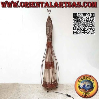 Lampadaire conique à fils spiralés en coton et osier tressé 150 cm