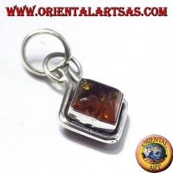 Silver Pendant with Amber mounted to rumble