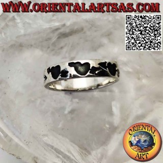 Bague en argent travaillée avec coeur avec flèche profondément gravée