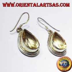 Silver earrings with topaz in faceted drop