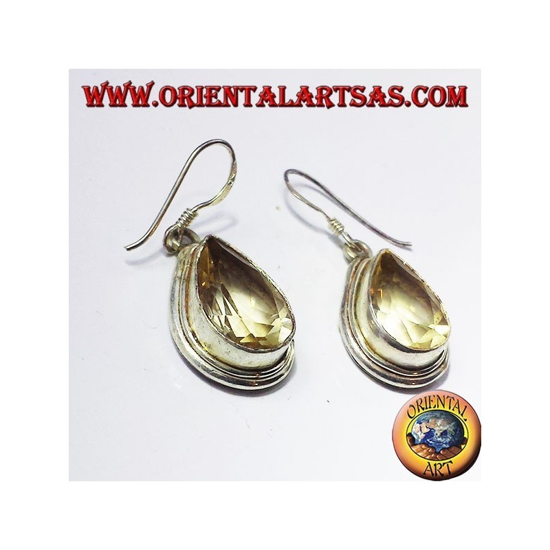 Silver earrings with topaz in faceted drop