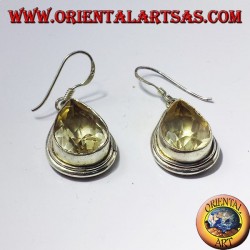 Boucles d'oreilles argent avec topaze goutte à facettes
