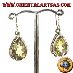 Boucles d'oreilles argent avec topaze goutte à facettes
