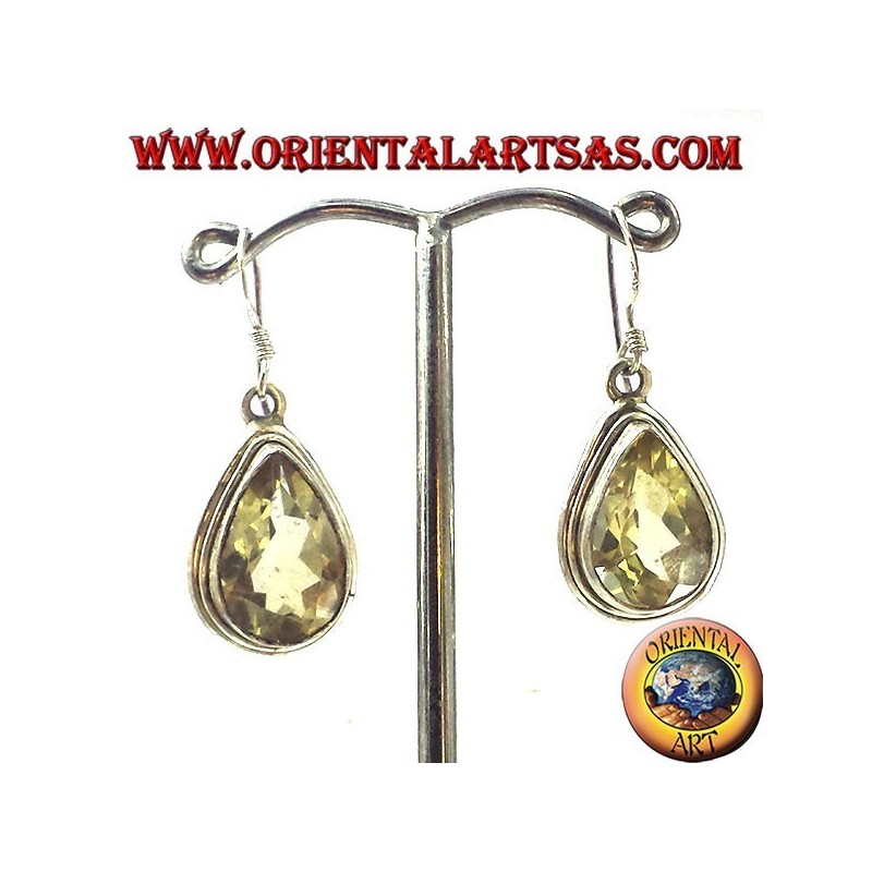 Boucles d'oreilles argent avec topaze goutte à facettes