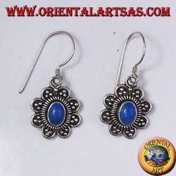 boucles d'oreilles en argent avec turquoise ovale