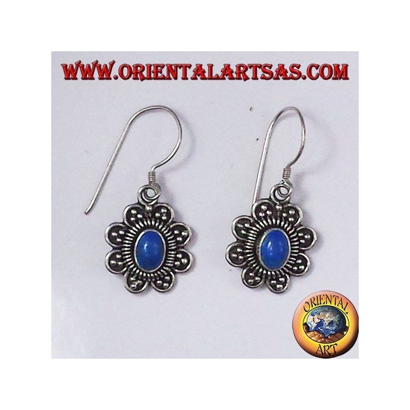 silver earrings with oval turquoise